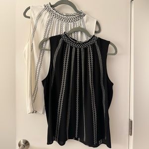 WHBM Bundle of 2 Sleeveless Contrast Stitch Tops Size 12